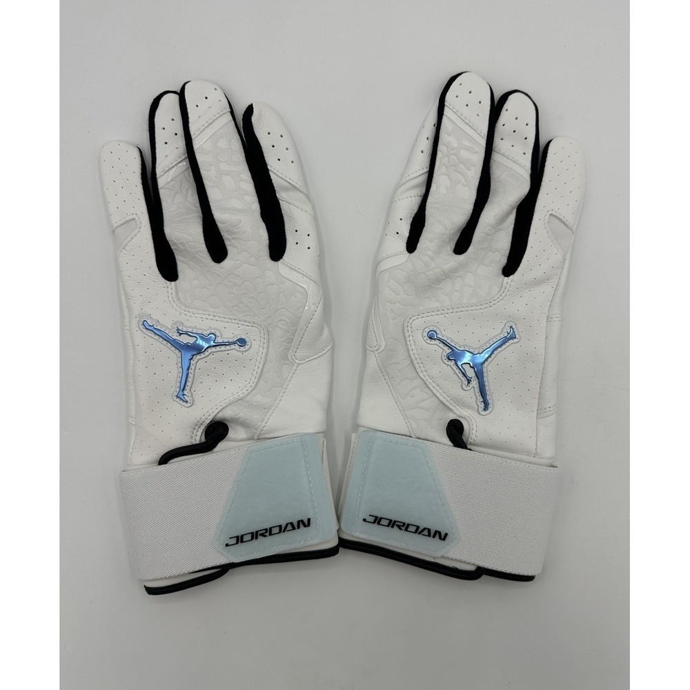 Nike Jordan Long Cuff Batting Gloves Large White Blue Rare Sample Baseball